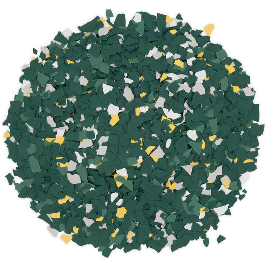Torginol Green and Gold polymer flake blend, FB-982